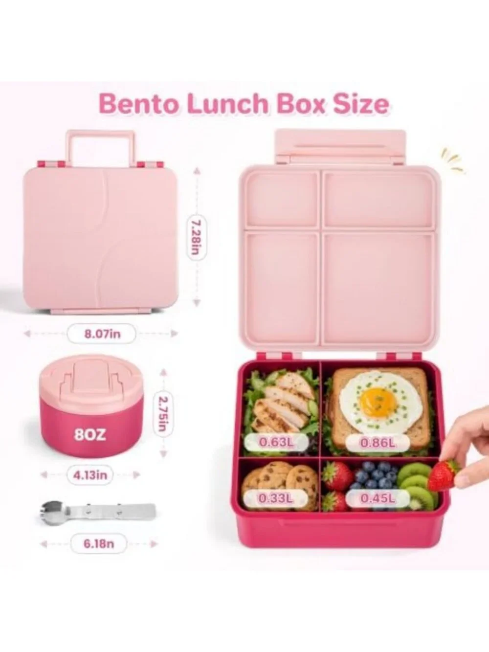 Leakproof Bento Lunch Box for Kids - 4 Compartment Insulated Food Container
